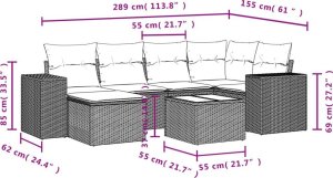 vidaXL 7-częściowy zestaw wypoczynkowy do ogrodu, z poduszkami, beżowy 9