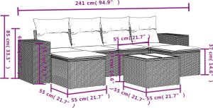 vidaXL 7-częściowy zestaw wypoczynkowy do ogrodu, z poduszkami, beżowy 8