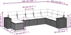 vidaXL 8-częściowy zestaw wypoczynkowy do ogrodu, z poduszkami, czarny 8