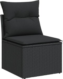 vidaXL 10-częściowy zestaw wypoczynkowy do ogrodu, poduszki czarny rattan PE 4