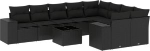 vidaXL 10-częściowy zestaw wypoczynkowy do ogrodu, poduszki czarny rattan PE 2
