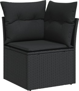 vidaXL 10-częściowy zestaw wypoczynkowy do ogrodu, poduszki czarny rattan PE 4