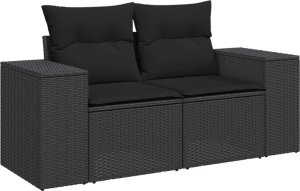 vidaXL 10-częściowy zestaw wypoczynkowy do ogrodu, poduszki czarny rattan PE 6