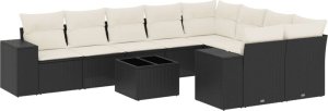 vidaXL 10-częściowy zestaw wypoczynkowy do ogrodu, poduszki czarny rattan PE 2