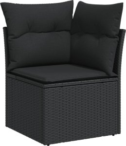 vidaXL 10-częściowy zestaw wypoczynkowy do ogrodu, poduszki czarny rattan PE 4