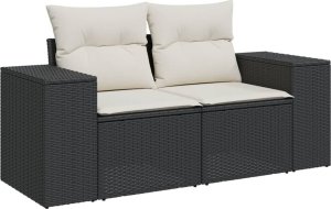 vidaXL 11-częściowy zestaw wypoczynkowy do ogrodu, poduszki czarny rattan PE 3