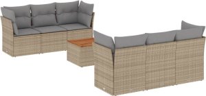 vidaXL 7-częściowy zestaw wypoczynkowy do ogrodu, z poduszkami, beżowy 2