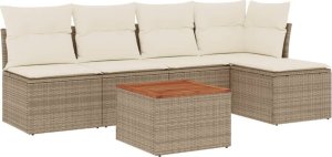 vidaXL 6-częściowy zestaw mebli ogrodowych z poduszkami, beżowy, polirattan 2