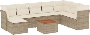 vidaXL 9-częsciowy zestaw mebli ogrodowych z poduszkami, beżowy, polirattan 2