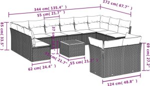 vidaXL 13-częściowy zestaw mebli ogrodowych z poduszkami, beżowy, polirattan 3
