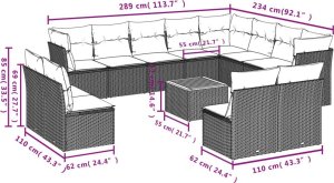 vidaXL 13-częściowy zestaw mebli ogrodowych z poduszkami, beżowy, polirattan 3