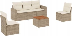 vidaXL 6-częściowy zestaw mebli ogrodowych z poduszkami, beżowy, polirattan 2