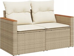 vidaXL 11-częsciowy zestaw mebli ogrodowych z poduszkami, beżowy, polirattan 8