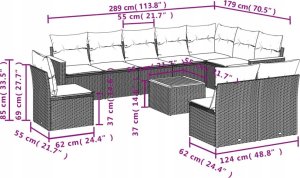 vidaXL 11-częsciowy zestaw mebli ogrodowych z poduszkami, beżowy, polirattan 10