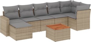 vidaXL 8-częściowy zestaw mebli ogrodowych z poduszkami, beżowy, polirattan 2
