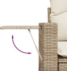 vidaXL 9-częsciowy zestaw mebli ogrodowych z poduszkami, beżowy, polirattan 11