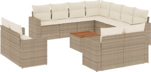 vidaXL 12-częściowy zestaw mebli ogrodowych z poduszkami, beżowy, polirattan 2