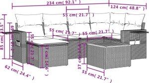 vidaXL 7-częściowy zestaw wypoczynkowy do ogrodu, z poduszkami, beżowy 9