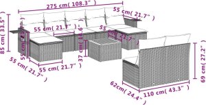 vidaXL 10-częściowy zestaw wypoczynkowy do ogrodu, poduszki czarny rattan PE 10