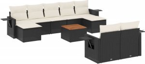 vidaXL 10-częściowy zestaw wypoczynkowy do ogrodu, poduszki czarny rattan PE 2