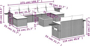 vidaXL 10-częściowy zestaw wypoczynkowy do ogrodu, poduszki czarny rattan PE 9