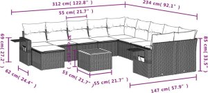 vidaXL 12-częściowy zestaw mebli do ogrodu, z poduszkami, czarny, polirattan 9