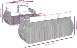 vidaXL 6-częsciowy zestaw mebli ogrodowych z poduszkami, beżowy, polirattan 7