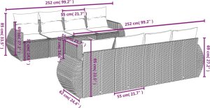 vidaXL 9-częsciowy zestaw mebli ogrodowych z poduszkami, beżowy, polirattan 7