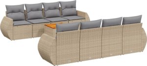 vidaXL 9-częsciowy zestaw mebli ogrodowych z poduszkami, beżowy, polirattan 2