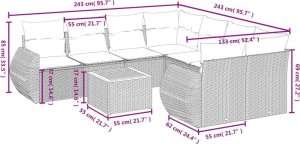 vidaXL 9-częsciowy zestaw mebli ogrodowych z poduszkami, beżowy, polirattan 8