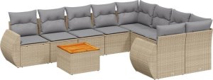 vidaXL 9-częsciowy zestaw mebli ogrodowych z poduszkami, beżowy, polirattan 2