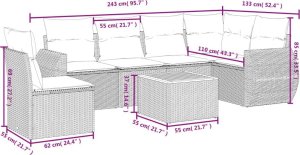 vidaXL 7-częściowy zestaw wypoczynkowy do ogrodu, z poduszkami, czarny 8