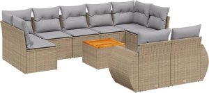 vidaXL 10-częsciowy zestaw mebli ogrodowych z poduszkami, beżowy, polirattan 2