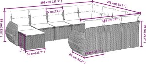 vidaXL 11-częściowy zestaw mebli ogrodowych z poduszkami, beżowy, polirattan 3