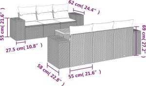 vidaXL 7-częściowy zestaw wypoczynkowy do ogrodu, z poduszkami, czarny 3