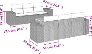 vidaXL 7-częściowy zestaw wypoczynkowy do ogrodu, z poduszkami, czarny 3