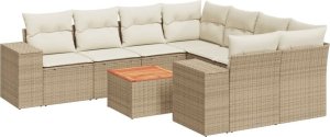 vidaXL 9-częsciowy zestaw mebli ogrodowych z poduszkami, beżowy, polirattan 2