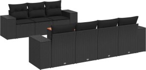 vidaXL 8-częściowy zestaw wypoczynkowy do ogrodu, z poduszkami, czarny 2