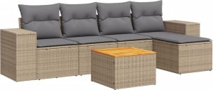 vidaXL 6-częsciowy zestaw mebli ogrodowych z poduszkami, beżowy, polirattan 2