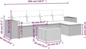 vidaXL 6-częsciowy zestaw mebli ogrodowych z poduszkami, beżowy, polirattan 3