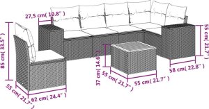 vidaXL 7-częściowy zestaw wypoczynkowy do ogrodu, z poduszkami, czarny 3