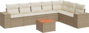vidaXL 8-częściowy zestaw mebli ogrodowych z poduszkami, beżowy, polirattan 2