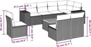 vidaXL 9-częściowy zestaw wypoczynkowy do ogrodu, z poduszkami, czarny 2