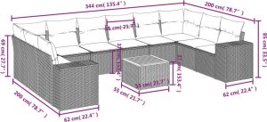 vidaXL 11-częsciowy zestaw mebli ogrodowych z poduszkami, beżowy, polirattan 8