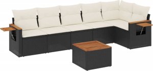 vidaXL 7-częściowy zestaw wypoczynkowy do ogrodu, z poduszkami, czarny 2