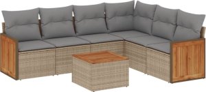 vidaXL 7-częściowy zestaw wypoczynkowy do ogrodu, z poduszkami, beżowy 2