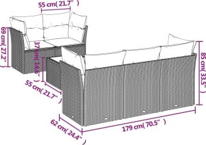 vidaXL 6-częściowy zestaw mebli ogrodowych z poduszkami, beżowy, polirattan 3