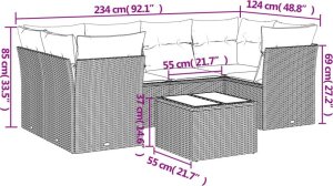 vidaXL 7-częściowy zestaw wypoczynkowy do ogrodu, z poduszkami, czarny 3