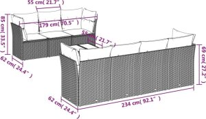 vidaXL 8-częściowy zestaw mebli ogrodowych z poduszkami, beżowy, polirattan 3