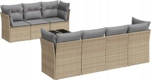 vidaXL 8-częściowy zestaw mebli ogrodowych z poduszkami, beżowy, polirattan 2